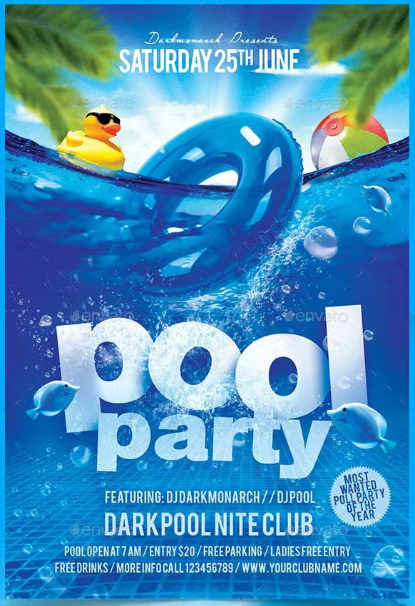 Pool Party Flyer Template 