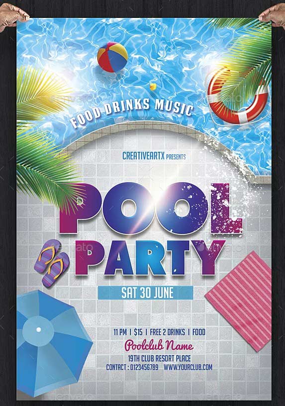 Pool Party Flyer template 