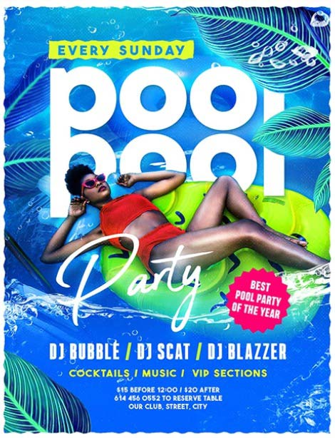 POOL PARTY - FREE FLYER PSD TEMPLATE 