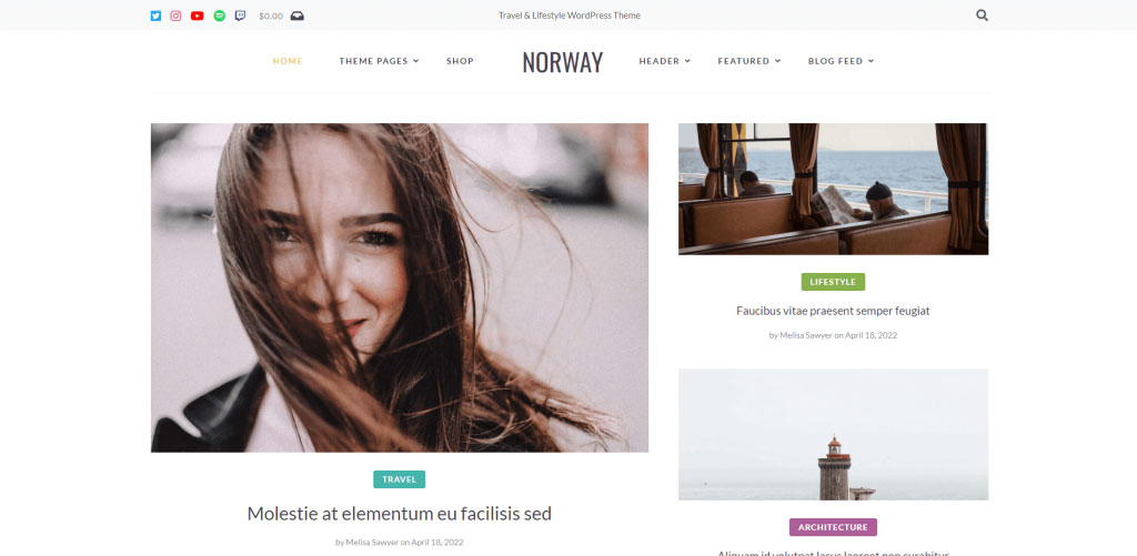 Norway - Minimal Travel Blog WordPress Themes 