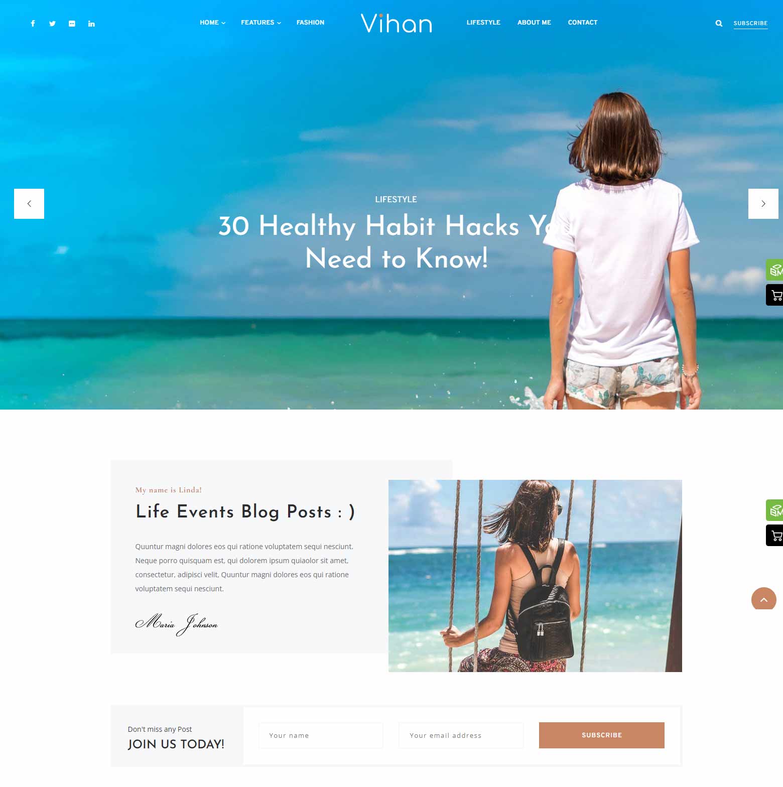 Vihan | Personal & Travel Blog WordPress Themes 