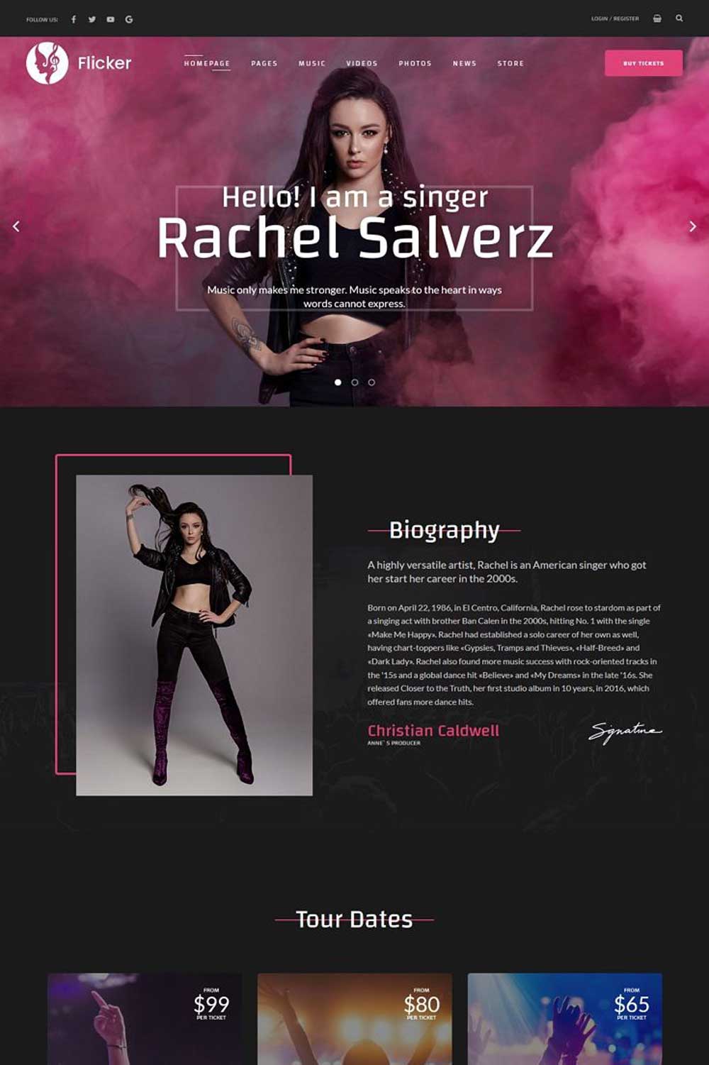 Flicker – Musician WordPress Theme