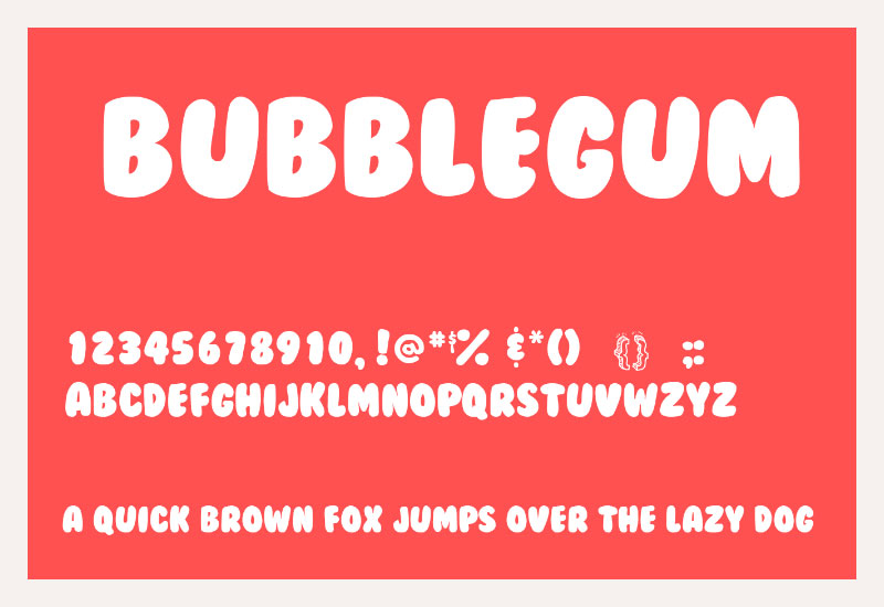 BubbleGum fonts by Thomas W. Ziller 