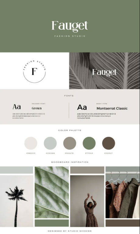 Green Minimalist Aesthetic Fashion Studio Style Guide Brand Board
