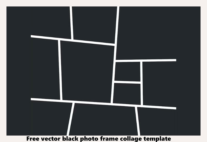 Free vector black photo frame collage template
