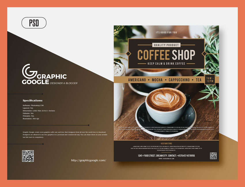 Free Modern Coffee Flyer Template by Graphic Google