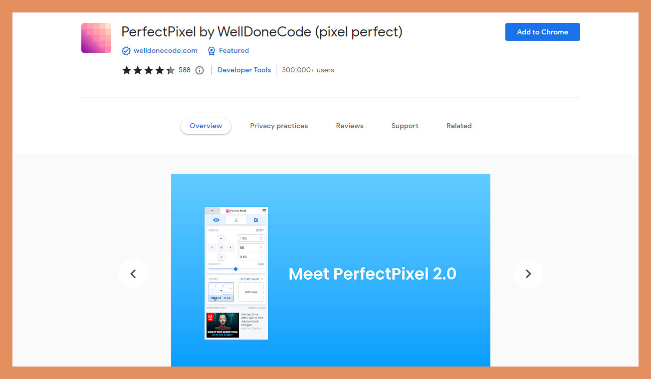 pixel perfect chrome browser extension