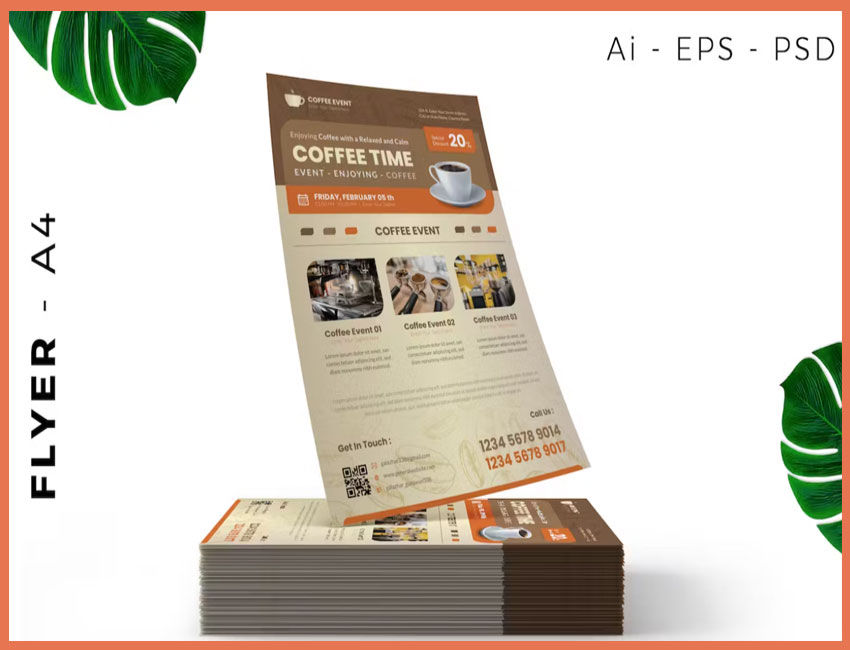 Cafe Restaurant Coffee Flyer Design by Envato Elements