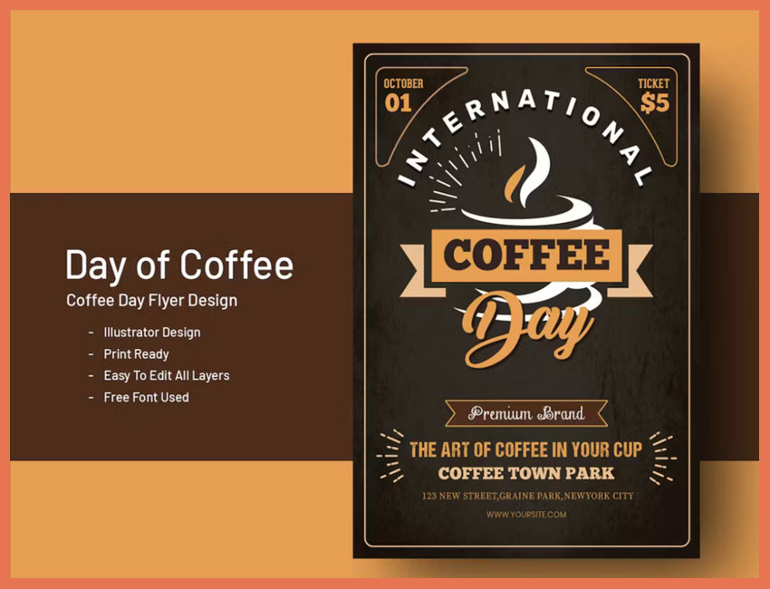 International Coffee Day Flyer Template by Envato Elements