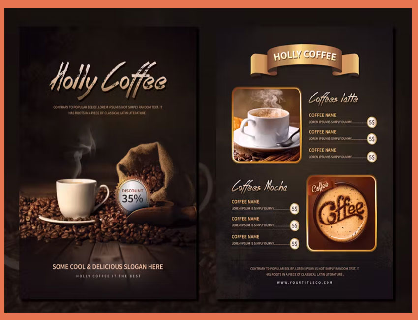 Holly Coffee Menu Flyer by Envato Elements