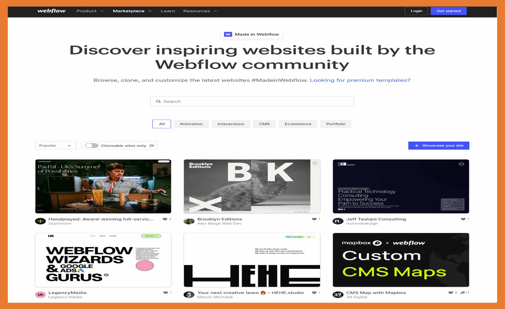 Webflow for designers design inspiration