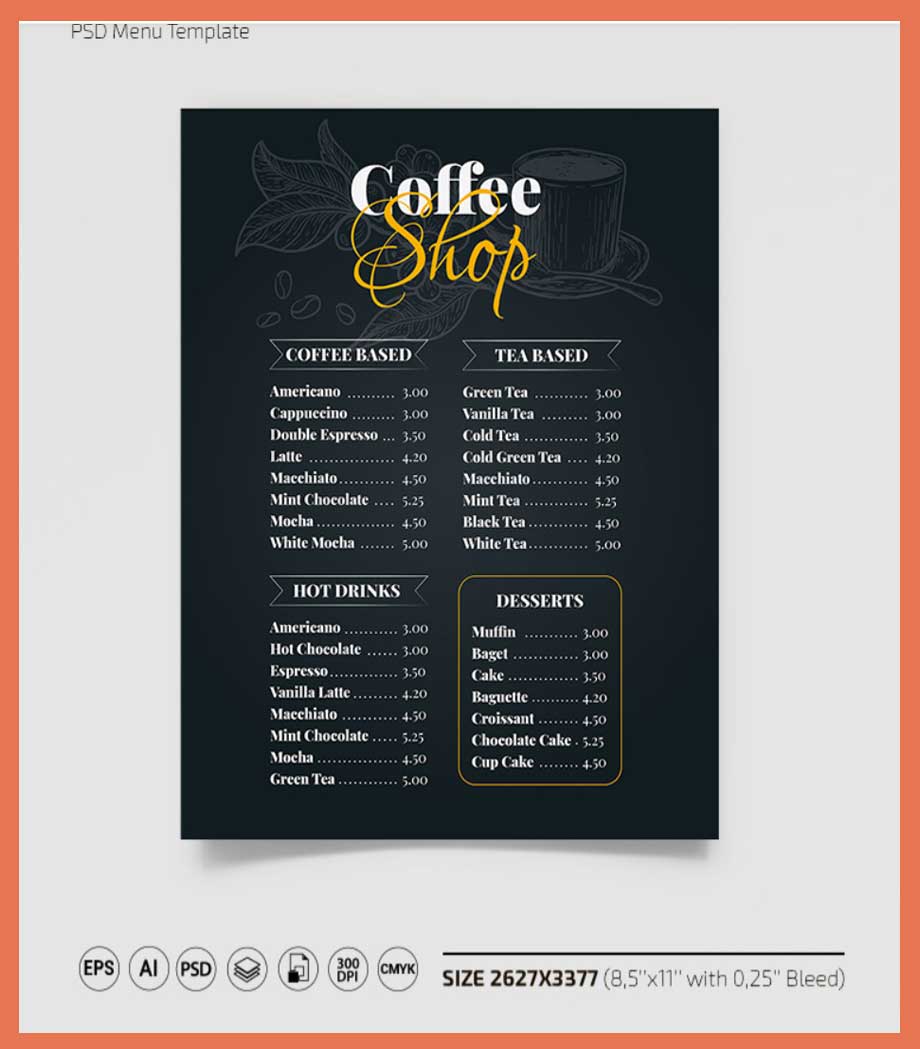Free Coffee Shop Menu Flyer Template by Behance