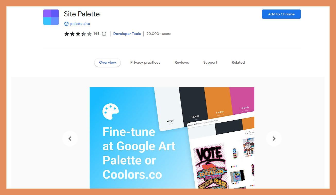 Site Palette chrome extension by google to generate palettes