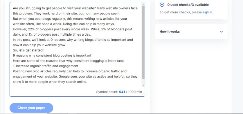 plagiarism percentage